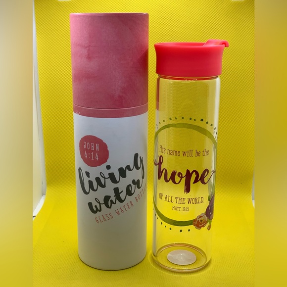 Christian Art Gifts Living Water Glass Water Bottle John 4:14 New Easter Gift - Picture 1 of 6